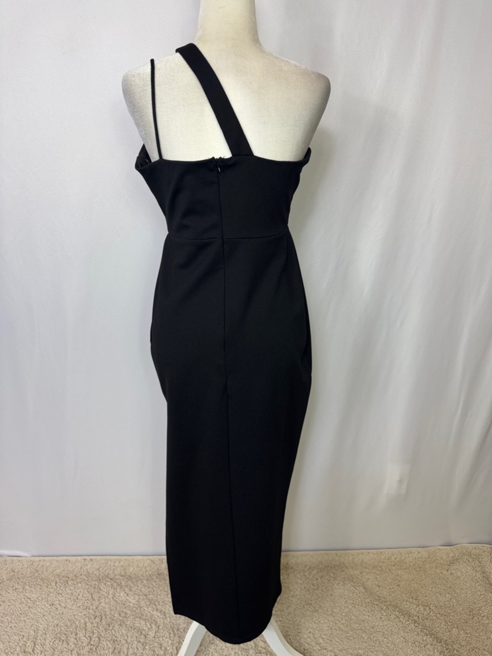 Petal & Pup Jolie Asymmetric Sheath Midi Dress Size 8 Black - Picture 9 of 14